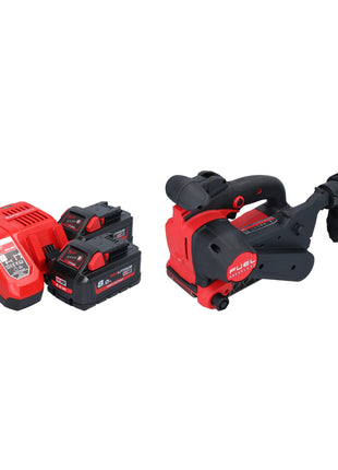 Lijadora de banda a batería Milwaukee M18 FBTS75-802 18 V 75 x 457 mm sin escobillas + 2x batería 8,0 Ah + cargador