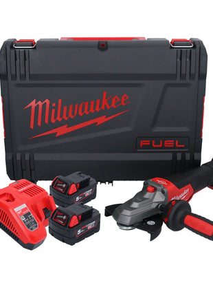 Meuleuse d'angle à tête plate sur batterie Milwaukee M18 FSAGF125XPDB-502X 18 V 125 mm brushless + 2x batteries 5,0 Ah + chargeur + boîtier HD