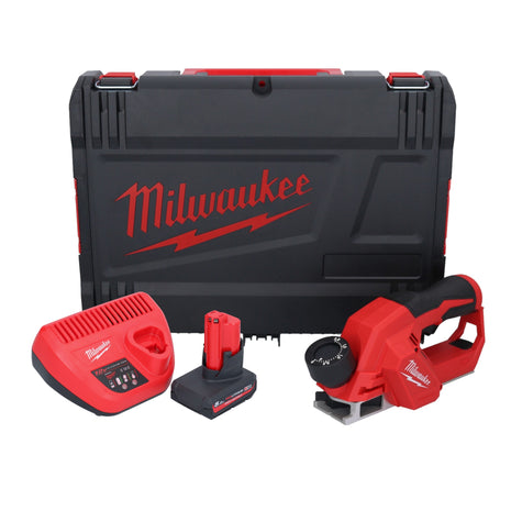 Cepilladora de batería Milwaukee M12 BLP-501X 12 V 51 mm sin escobillas + 1x batería 5,0 Ah + cargador + caja HD