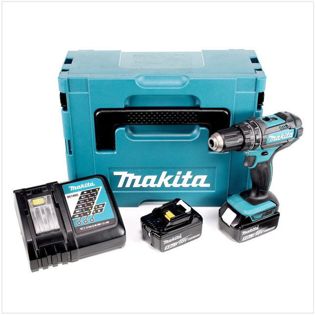 Makita DHP 482 RTJ Akku Schlagbohrschrauber 18V 62Nm im Makpac + 2x 5,0 Ah Akku + Ladegerät - Toolbrothers