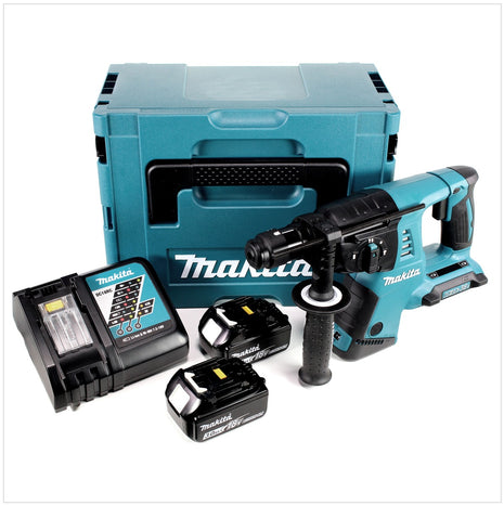 Makita DHR 264 2 x 18 V / 36 V Li-Ion SDS Plus Akku-Bohrhammer in Makpac 4 mit Einlage + 2x 3,0 Ah Akku + 1x Ladegerät - Toolbrothers