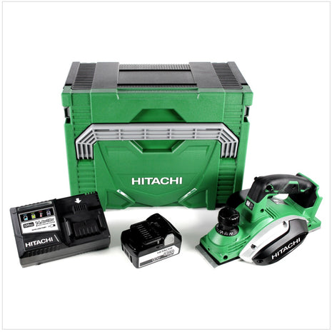 Hitachi P 18 DSL Li-Ion 18 V Akku Hobel 82 mm + Hitachi Sytem Case HSC Typ 3 + 1x Hitachi BSL 1850 18 V 5,0 Ah + 1x Hitachi UC 18YSL3 Akku Ladegerät 14,4 - 18 V - Toolbrothers