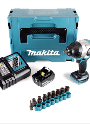 Makita DTW 1002 RF1J Akku Schlagschrauber 1/2“ 18V 1000Nm Brushless + 1x Akku 3,0Ah + Ladegerät + 9tlg. Steckschlüssel Set + Makpac - Toolbrothers