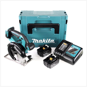 Makita DCS 551 RMJ Akku Metall Handkreissäge 18V Brushless 150 x 20 mm im Makpac mit Schutzbrille mit  2x 4,0 Ah Akku und Ladegerät