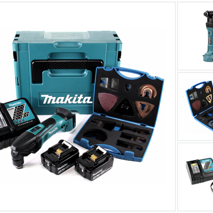 Makita DTM 50 RFJ 18V Li-Ion Akku Multifunktionswerkzeug im Makpac + 2x 3,0 Ah Akku + 1x Ladegerät + WellCut MT-20 Klingen Set - Toolbrothers