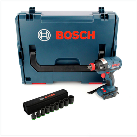 Bosch GDX 18 V-EC Professional 18 V Akku Drehschlagschrauber in L-Boxx ( 06019B9103 ) + 1/2" Steckschlüssel Einsatz 9-tlg. für Sechskant Schrauben ( 2608551100 ) - Toolbrothers