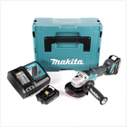 Makita DGA 455 RAJ Akku Winkelschleifer 18 V 115 mm Brushless + 2x Akku 2,0 Ah + Ladegerät + Makpac - Toolbrothers