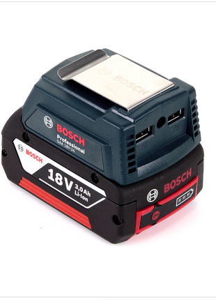 Bosch USB Power Set 18 V mit GAA Professional USB Adapter für 14,4 V / 18 V Akkus + 1x GBA 18V 3,0 Ah Li-Ion Einschub Akku - Toolbrothers