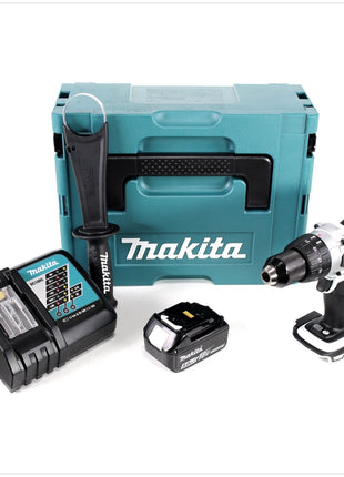 Makita DDF 458 W RT1J 18 V Akku Bohrschrauber 91 Nm in weiß im Makpac mit 1x BL1850 B 5,0 Ah Akku und DC18RC Ladegerät - Toolbrothers