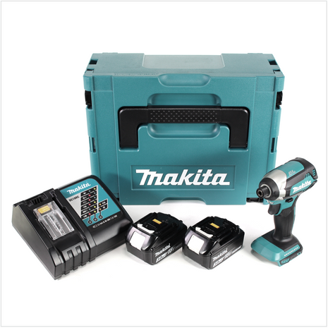 Makita DTD 153 RFJ Akku Schlagschrauber 1/4" 18 V 170Nm brushless + 2x Akkus 3,0 Ah + Schnellladegerät im Makpac 2 - Toolbrothers