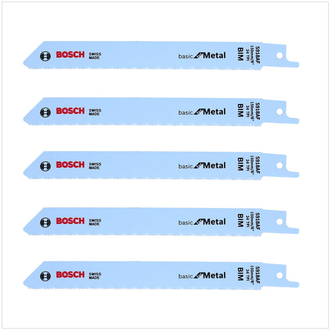 Bosch 5x Säbelsägeblätter S 918 AF 150 mm Basic for Metal ( 2608651780 ) - Toolbrothers