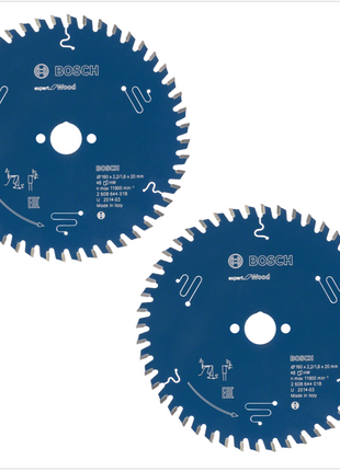 2x Bosch Kreissägeblatt Expert for Wood Holz 160 x 20 x 2,2 mm 48 Zähne ( 2608644018 ) - Toolbrothers