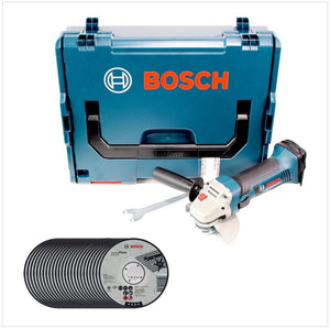 Bosch GWS 18-125 V-LI Akku Winkelschleifer 18V 125mm + 25x AS 60 T INOX BF Trennscheibe + L-Boxx