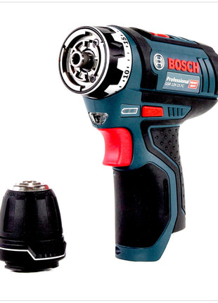 Bosch GSR 12V-15 FC Professional FlexiClick Akku Bohrschrauber mit Bohrfutteraufsatz in L-Boxx mit 2x Bosch GBA 6,0 Ah Akku und GAL 1230 CV Ladegerät - Toolbrothers