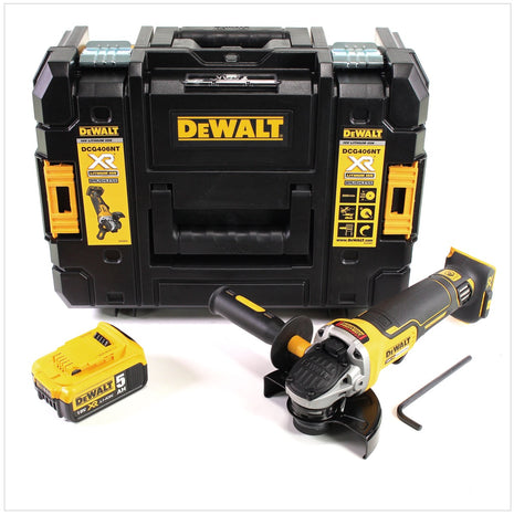 DeWalt DCG 406 NT Akku Winkelschleifer 18V 125mm Brushless + 1x Akku 5,0Ah + TSTAK - ohne Ladegerät - Toolbrothers