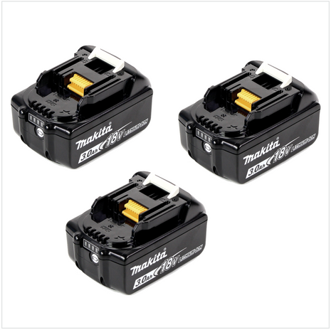 3x Makita BL 1830 B 18V - 3 Ah / 3000 mAh Li-Ion Akku mit LED Anzeige - original, kein Nachbau - Toolbrothers