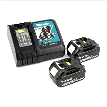 Makita DHP 483 RFJ Taladro percutor a batería 18 V en maletín Makpac 2 + 2x Batería BL 1830 + Cargador DC 18 RC