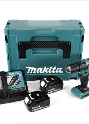 Taladro percutor inalámbrico Makita DHP 483 RMJ 18V 40Nm en Makpac + 2 baterías de 4,0 Ah + cargador