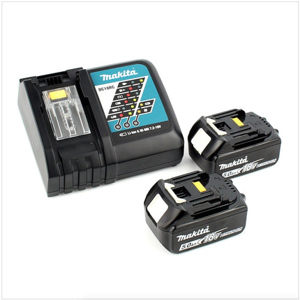 Akumulatorowa wiertarko-wkrętarka udarowa Makita DHP 483 RTJ 18V 40Nm w zestawie Makpac + 2x akumulator 5,0 Ah + ładowarka