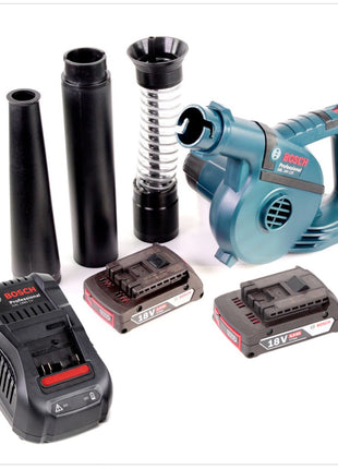 Bosch GBL 18 V-120 Akku Gebläse Laubbläser mit 2x Bosch GBA 18V 2,0 Ah Akku + GAL 1880 CV Ladegerät - Toolbrothers