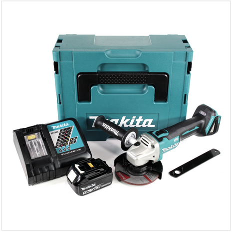 Makita DGA 504 RT1J 18 V Meuleuse sans fil Ø 125 mm brushless avec Boîtier de transport MAKPAC + 1x Batterie 5,0 Ah + Chargeur DC18RC 