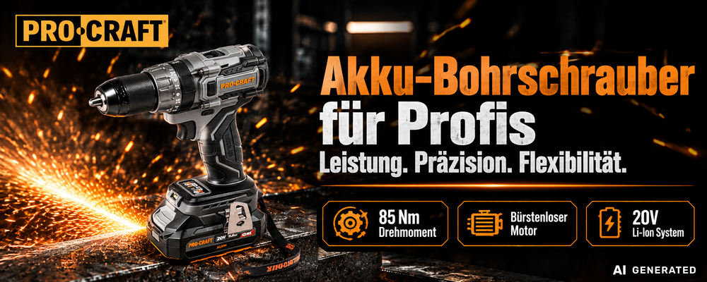 Procraft Industrial CD20Abb Akku Schlagbohrschrauber 20 V 85 Nm + 1x Akku 4,0 Ah - ohne Ladegerät