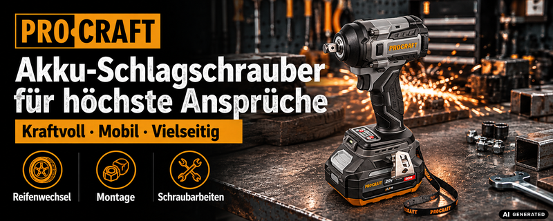 Procraft Industrial IW550Abb Akku Schlagschrauber 20 V 550 Nm 1/2" + 1x Akku 4,0 Ah - ohne Ladegerät