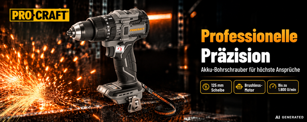 Procraft Industrial CD20B-BB Akku Schlagbohrschrauber 20 V 150 Nm Brushless + 1x Akku 4,0 Ah + Ladegerät