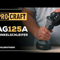 Procraft Industrial AG125Abb Akku Winkelschleifer 20 V 125 mm Brushless + 2x Akku 2,0 Ah + Ladegerät + RHINO Toolcase