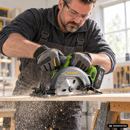 Procraft PCA32-BB Akku Handkreissäge 20 V 165 mm Brushless + 1x Akku 4,0 Ah + Ladegerät